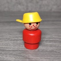 VINTAGE  Fisher Price Little People Wood Boy Pan Pot Hat ~ Wooden Head a... - £20.78 GBP