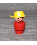 VINTAGE  Fisher Price Little People Wood Boy Pan Pot Hat ~ Wooden Head a... - £20.52 GBP