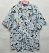 Vtg BON HOMME Pastel Floral Geometric Print Cotton Hawaiian Shirt Sz S U... - $23.70