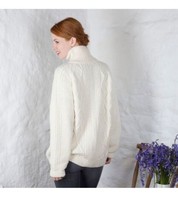 Carraig Donn Hand Knit Aran Zipper wool Cardigan sweater Ecru Small new - £101.20 GBP