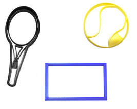 Tennis Ball Racket Court Sport Athletics Set Of 3 Cookie Cutters USA PR1373 - £5.60 GBP