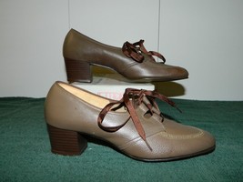 NIB Happy Go Lightly&#39;s Brown Occupational Leather Tie Heel Size 6 D - £22.69 GBP