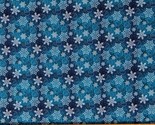 Cotton Christmas Snowflakes Snow Winter Green Fabric Print by Yard D406.59 - £10.20 GBP