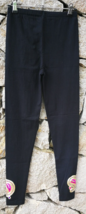 Black Cotton Leggings Embellished High Waist New XL UK 14 EU 42 US 12 Yo... - £16.00 GBP