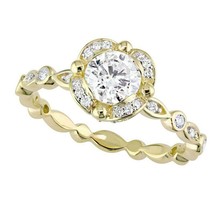 1 CT Moissanite Festons Fiançailles Mariage Promesse Bague 14K or Jaune Plaqué - $101.66