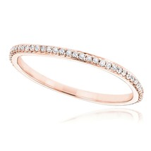 0.25 KT Diamante Rotondo Curvo Fede Nuziale Accatastabile Anello 14K Rosa Dorato - £65.25 GBP