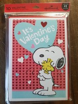 Valentine&#39;s Day 10 Card Pack Hallmark Snoopy Friends Family Adults Kids School - £3.15 GBP