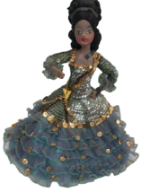 Vintage Flamenco Dancer Exotic Lady Blue Sequin Dress Plastic 60s 70s MCM - £23.65 GBP