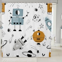 Kids Robot Shower Curtain 72&quot;x72&quot; White - $984.72 MXN