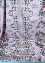 Vintage Pink Floral Bed Cover / Skirt Polyester Twin Fabric Hollywood French Pro - £23.97 GBP