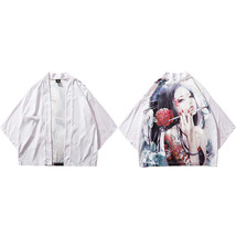 2022 Harajuku Kimono Jacket Japanese Ukiyoe  Geisha Tattoo Hip Hop Men Streetwea - £63.30 GBP