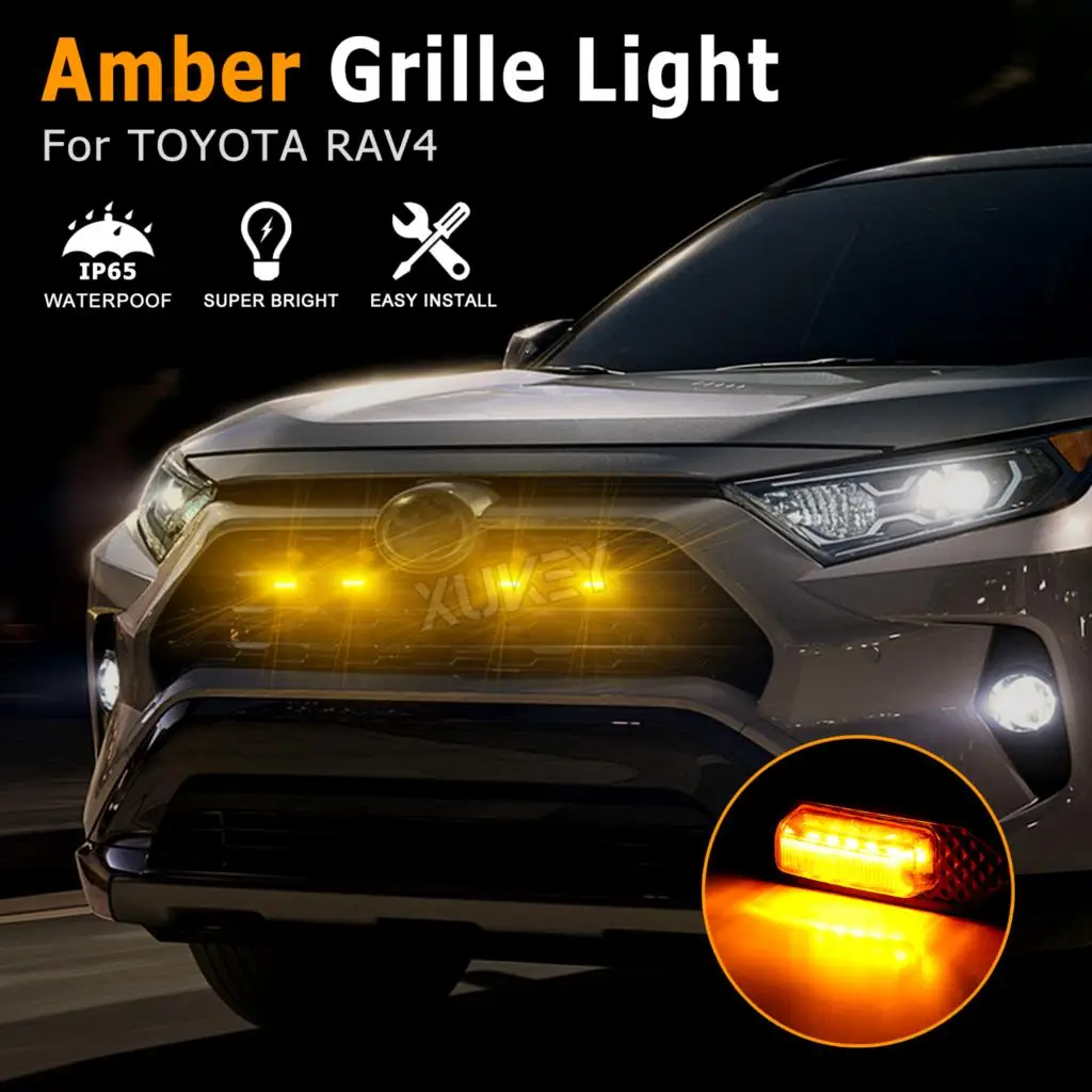 LED Front Grille Lighting Kit for Toyota RAV4 2019-2023, 4pcs Amber Lights wit - £16.59 GBP
