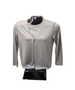 Notations Woman Size S Silver Metallic Bling Evening Cardigan with Underlay - £10.34 GBP