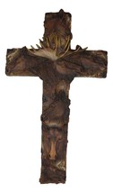 Rustic Western Forest Elk Stag Moose Heads Faux Wood Tree Wall Cross Decor 16&quot; H - £25.91 GBP