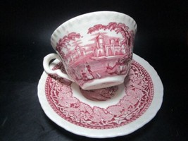 Mason&#39;s England Red Transferware &quot;Vista&quot; Cups Saucer - $34.65