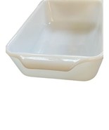Anchor Hocking White Milk Glass Loaf Pan with Blue Flowers, # 441, 1 Quart - £8.52 GBP