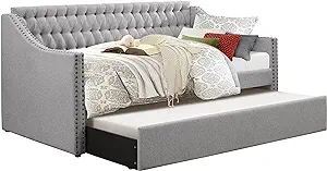 Homelegance Tulney Fabric Upholstered Daybed with Trundle, Twin, Gray - $980.99