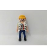 1992 Geobra Playmobil Male Figure Blonde Beard White Vest Plaid shirt VTG - $9.11