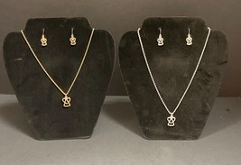 2 Angels Necklace and Pierced Earring Sets Gold and Silver Tone - $15.00