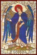 Archangel Gabriel – based on a Vintage Stained Glass Window – Art Nouveau – Cath - £10.10 GBP+