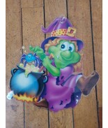 1994 Halloween Window Clings Inc. Plastic Hanging Green Witch Spider Suc... - $13.02 CAD