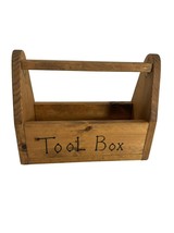 Handmade Wood Wooden Spell Out Tool Box Single Handle Carrier Decor Piece 12.5&quot; - £19.73 GBP