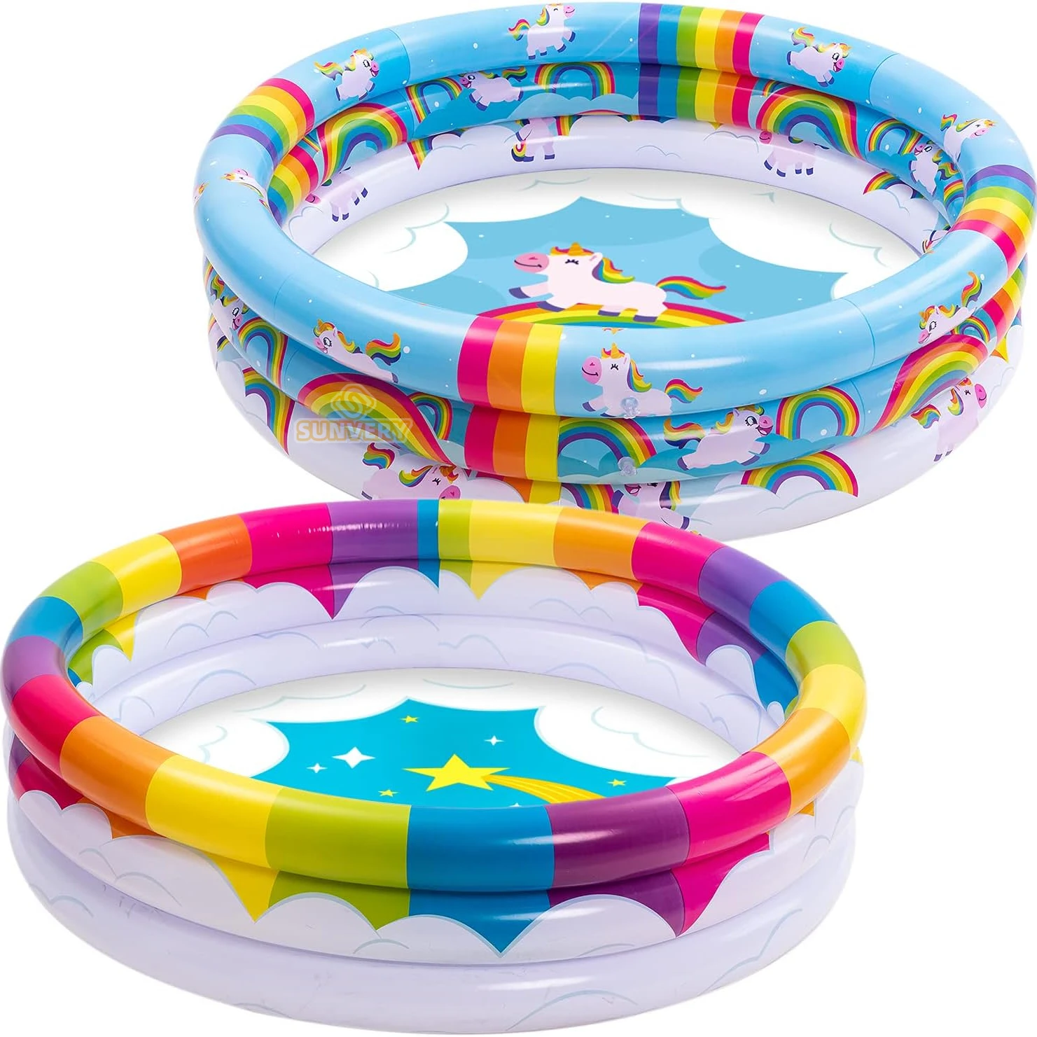 Inflatable Pool for Children Rainbow Unicorn Baby Removable Swimming Pool Ring - £32.48 GBP