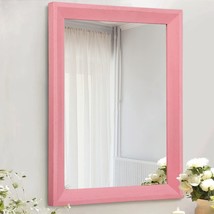 Wall Mirror For Bedroom Hanging Farmhouse Wood Frame Vanity Bathroom Decor Pink - £31.78 GBP