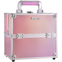 Makeup Train Case Cosmetic Organizer Case Portable Travel Storage Box 4 Trays wi - £39.33 GBP