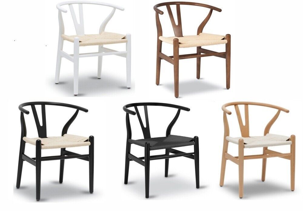 Primary image for 1x Wegner Style Danish Wishbone Y C24 Dining Chair - Natural Black Walnut White