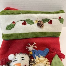 Christmas Stocking Felt 3D Plush Snowman Snow Woman and Rudolph 17 in - £13.03 GBP