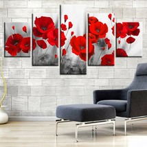 Red Flowers Black and White Beautiful Canvas Print Wall Home Decor Five ... - £23.96 GBP+