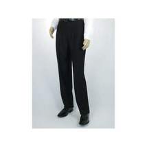 Men Apollo King Banded Collarless suit Mandarin 5 Button Wide leg M5-1 Black image 10