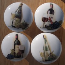 Cabinet Knobs Knob W/ Wine Bottles Grapes fruit (4) - $21.77