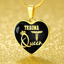 Trauma Queen Paramedic Nurse Necklace Stainless Steel or 18k Gold Heart Pendant - £30.33 GBP+