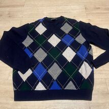 Brooks Brothers Scottish Lambswool Argyle V Neck Sweater Men's Large Blu... - $38.81