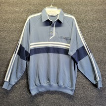 VTG Classics by Palmland Blue Colorblock Banded Longsleeve Polo Shirt Sz L Retro - £25.71 GBP