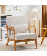 Accent Chair, Upholstered Comfy Single Sofa with Wood Feet, Mid Century ... - €165,72 EUR