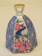Kaneko Japan Porcelain Bell Blue Birds Pink Flowers Gold Trim - $12.86