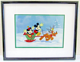 Mickey and Minnie Mouse "Sleigh Ride" Disney Sericel Framed Christmas COA - $296.01