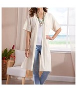 Soft Surroundings Linen Blend Open Front Fara Topper Cardigan Duster Ecr... - $50.00