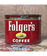 Folger&#39;s Advertising Coffee Tin Can 1/2 LB Pound Key Wind Fine Grind - £27.02 GBP