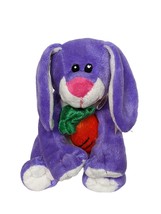 Walmart Easter Bunny Rabbit Purple Spring Holding Carrot Stuffed Animal 7&quot; - £14.19 GBP