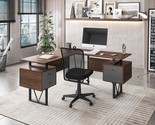 Walnut Reversible L-Shape Computer Drawer And File Cabinet Desk From Techni - $329.99