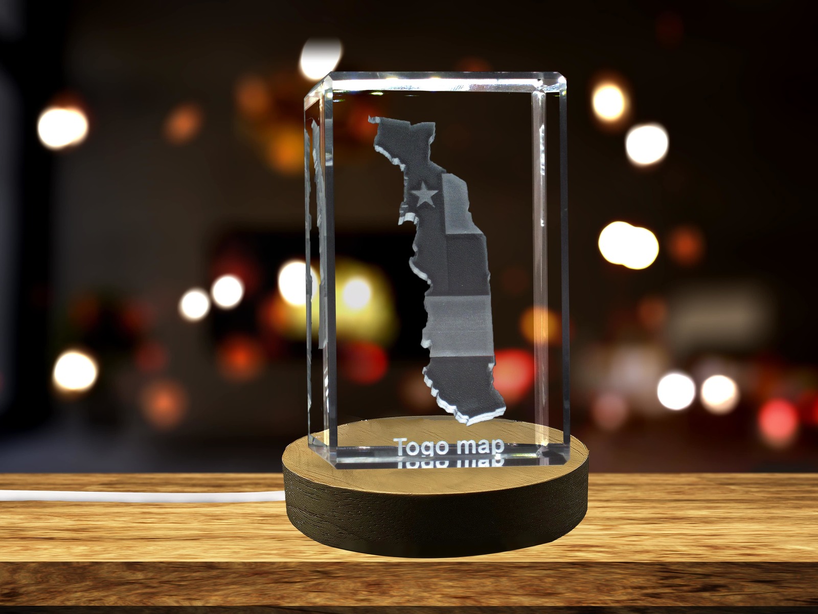 LED Base included | Togo 3D Engraved Crystal 3D Engraved Crystal Keepsake/Decor