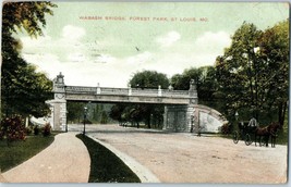 Postcard Wabash Bridge Forest Park St Louis Missouri w / Horse &amp; Buggy 1908 - £11.80 GBP