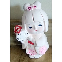 Vintage Japanese Hakata Bisque Doll Pink Floral Kimono Carrying Drum Jap... - $134.47 MXN