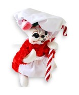 VTG Annalee Christmas Mouse Doll 6&quot; Chef Candy Cane Y2K Era Holiday Figure - $22.99
