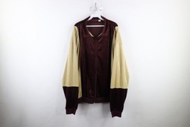 Vintage 90s Streetwear Mens 3XL Panel Color Block Velvet Velour Track Jacket - £46.85 GBP