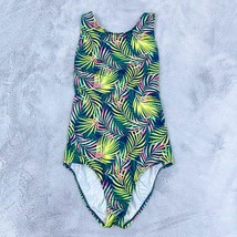 Lands End Swim Tropical Leaf Print One Piece Swimsuit Green Tugless Girl... - $24.74